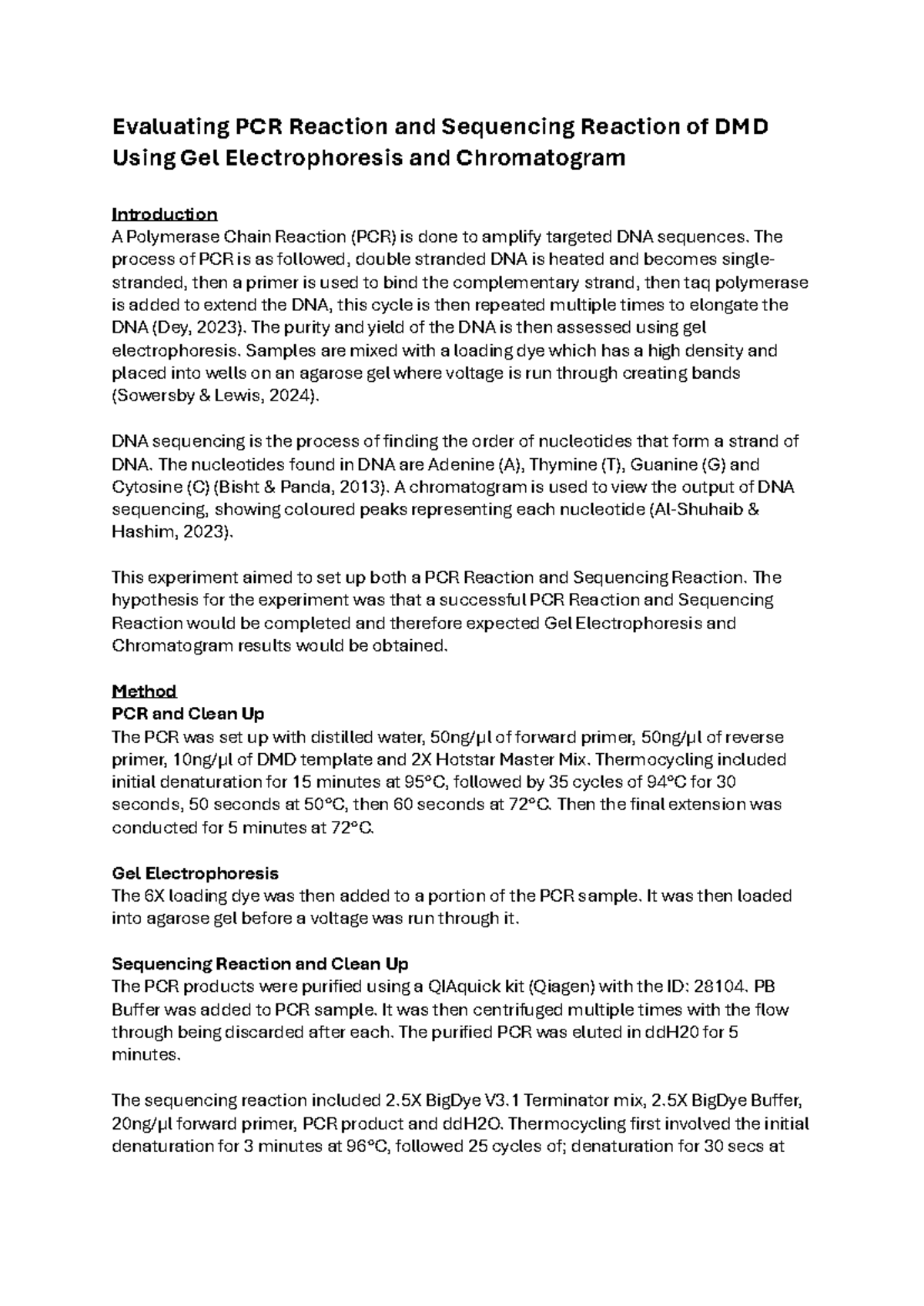 Lab Report 2 Genetics: PCR & Sequencing Reaction of DMD Analysis - Studocu