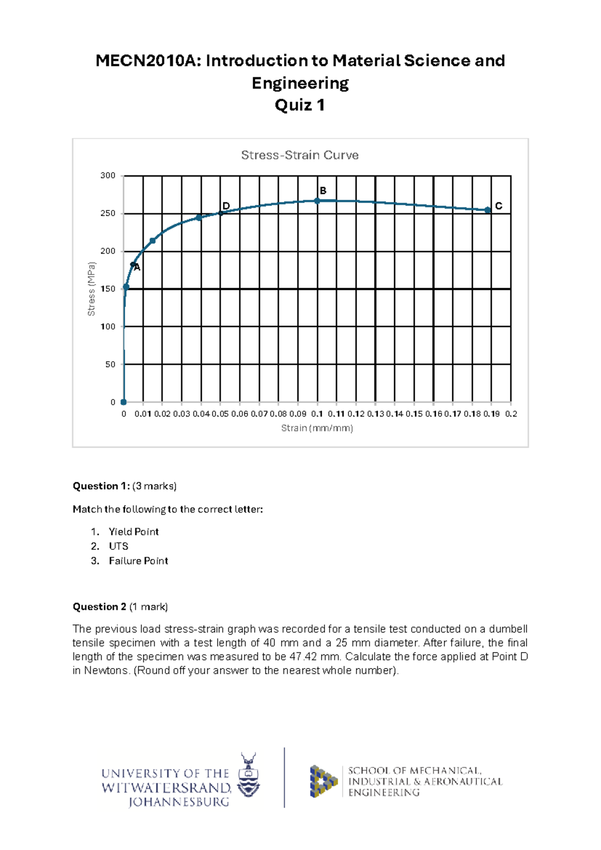 MECN2010A: Quiz 1 Problems in Material Science & Engineering - Studocu