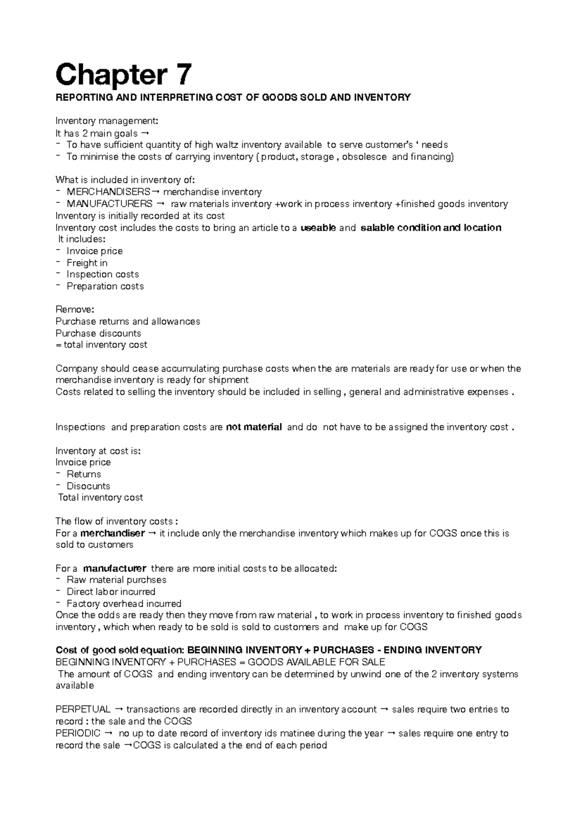 Chapter 7 - Chapter 7 REPORTING AND INTERPRETING COST OF GOODS SOLD AND ...
