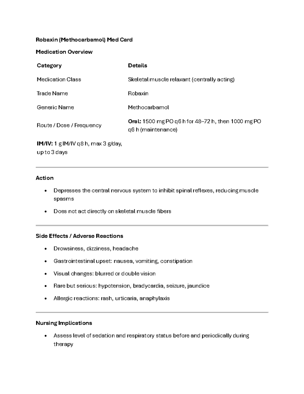 Mod 6 Med Cards: Overview of Key Medications and Their Uses - Studocu
