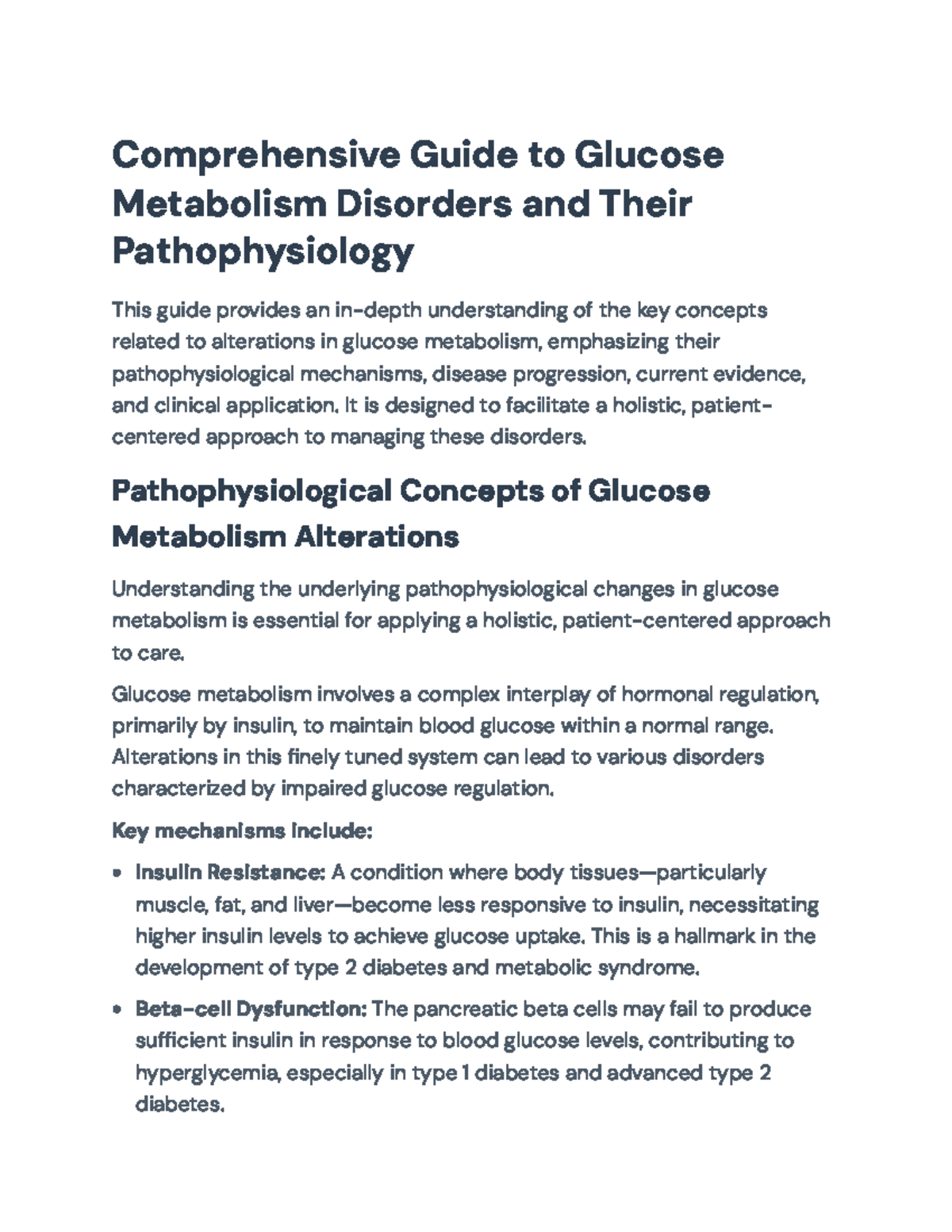 Comprehensive Overview of Glucose Metabolism Disorders and ...