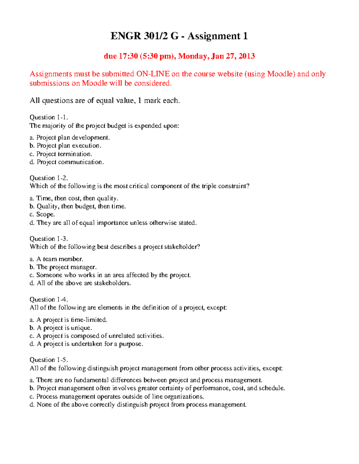 ENGR 301/2 G - Assignment 1.2 Solutions and Key Concepts - Studocu