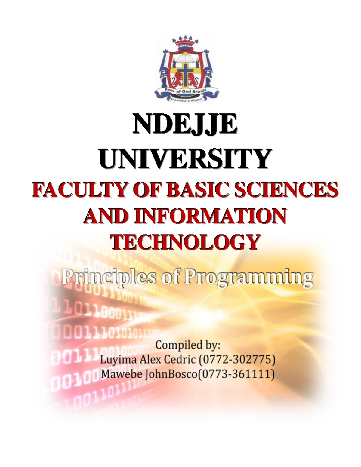 Principles-of-Programming-2022 SUMMARIZED AND PRECISED BY NDEJJE UNIVERSITY