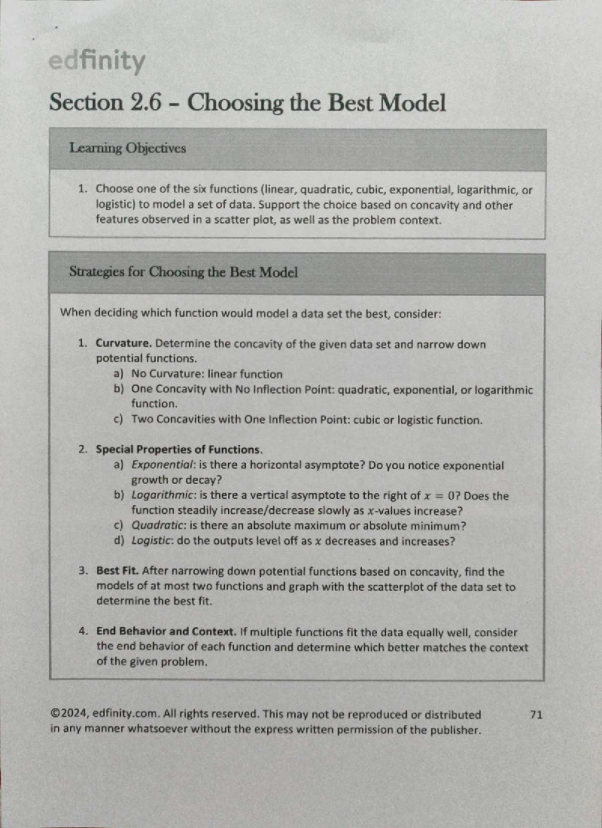 Lecture check 2 - edfinity Section 2 Choosing the Best Model Learning ...