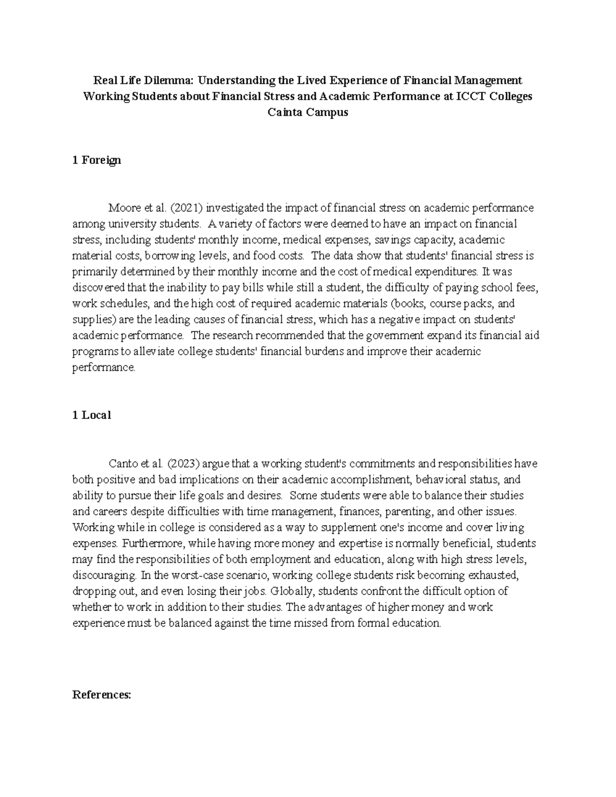 RRL: Financial Stress & Academic Performance of Working Students at ...