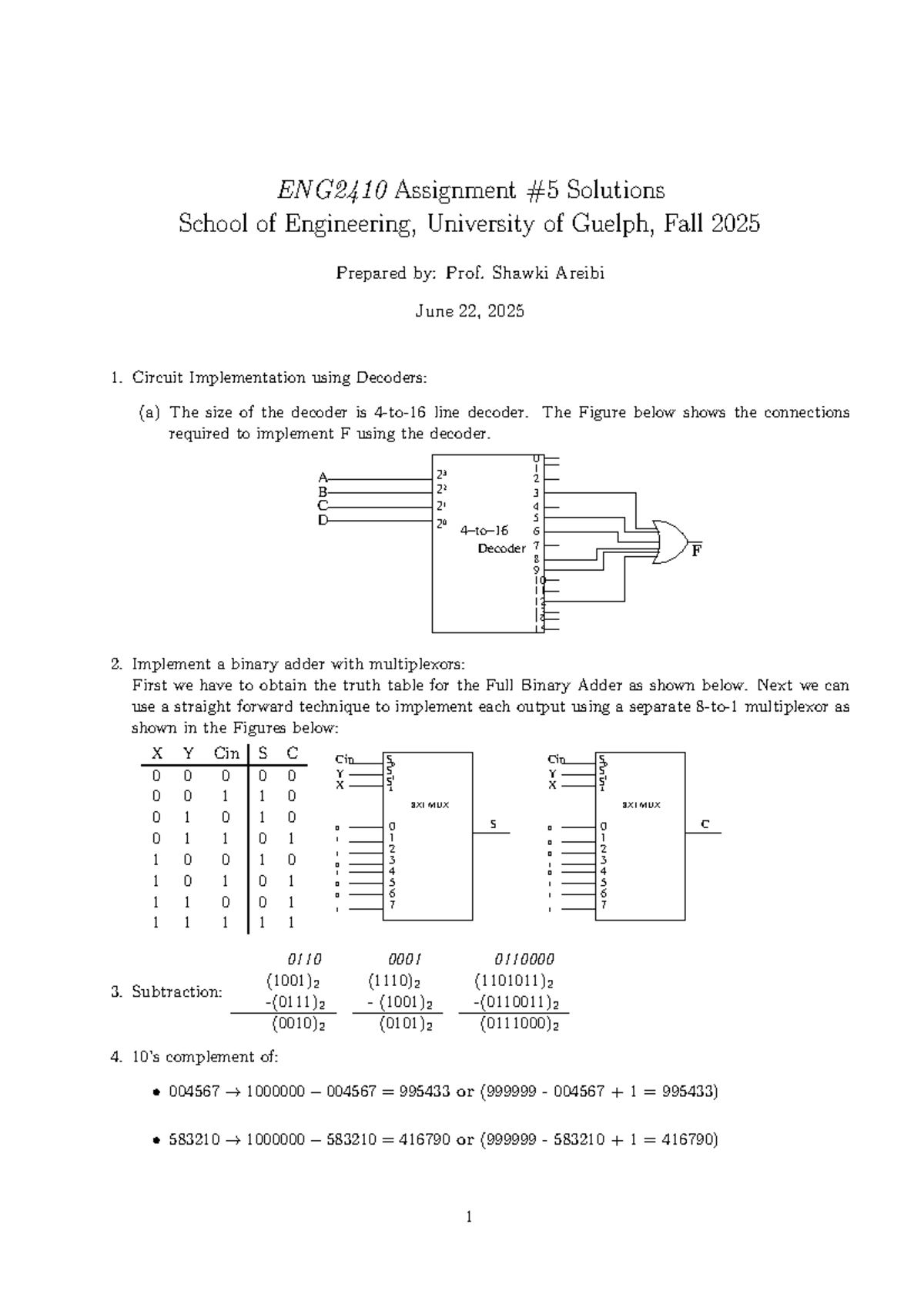 ENG2410 Assignment 5 Solutions - School of Engineering F25 - Studocu