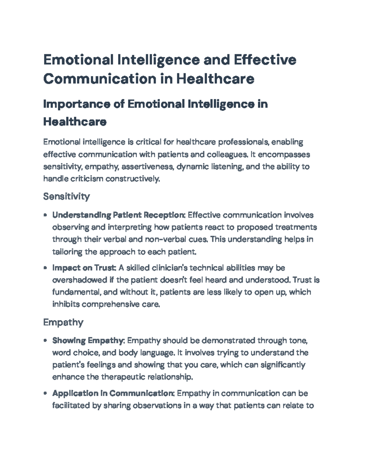 Emotional Intelligence in Healthcare: Enhancing Communication Skills ...