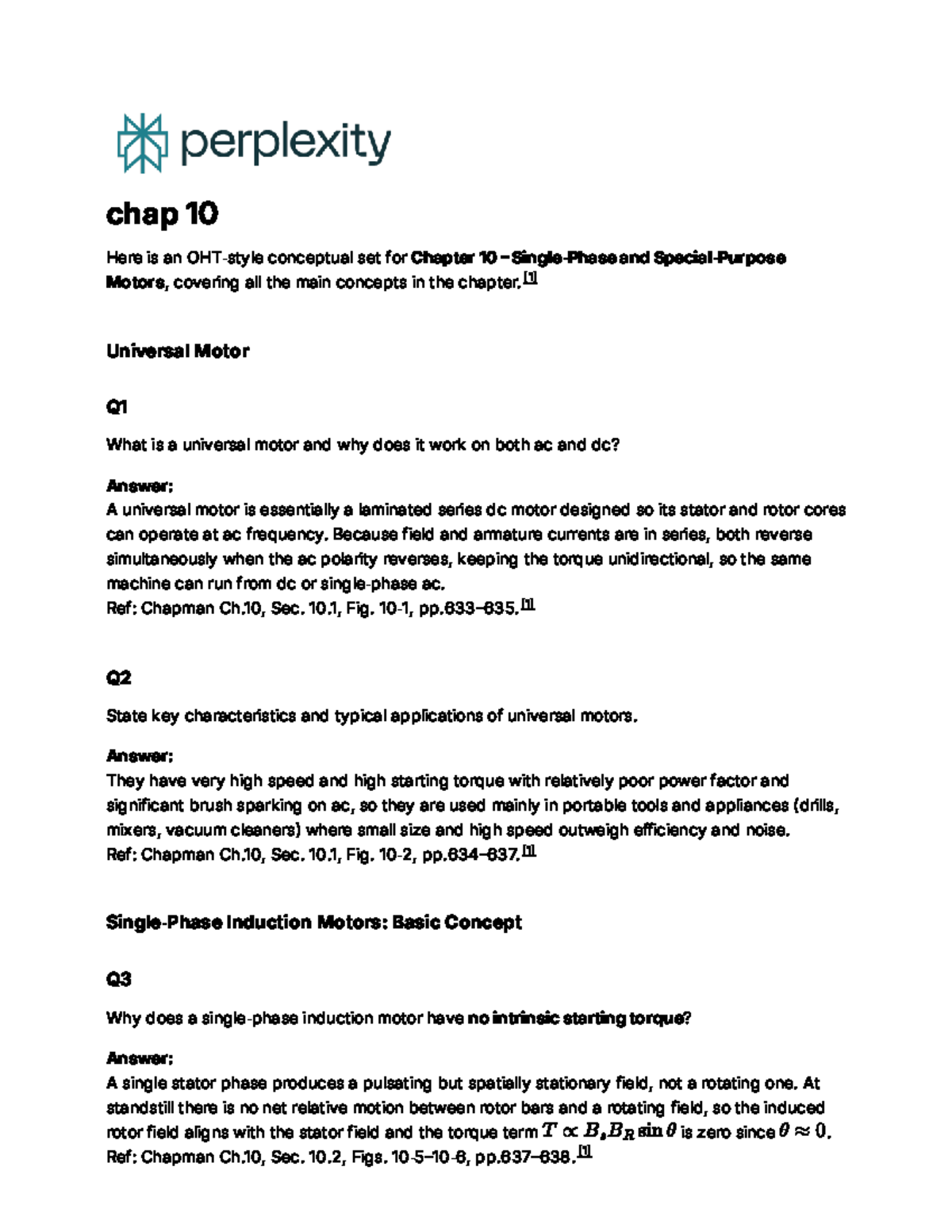 Chap 10 - Key Concepts and Questions on Motors - Studocu
