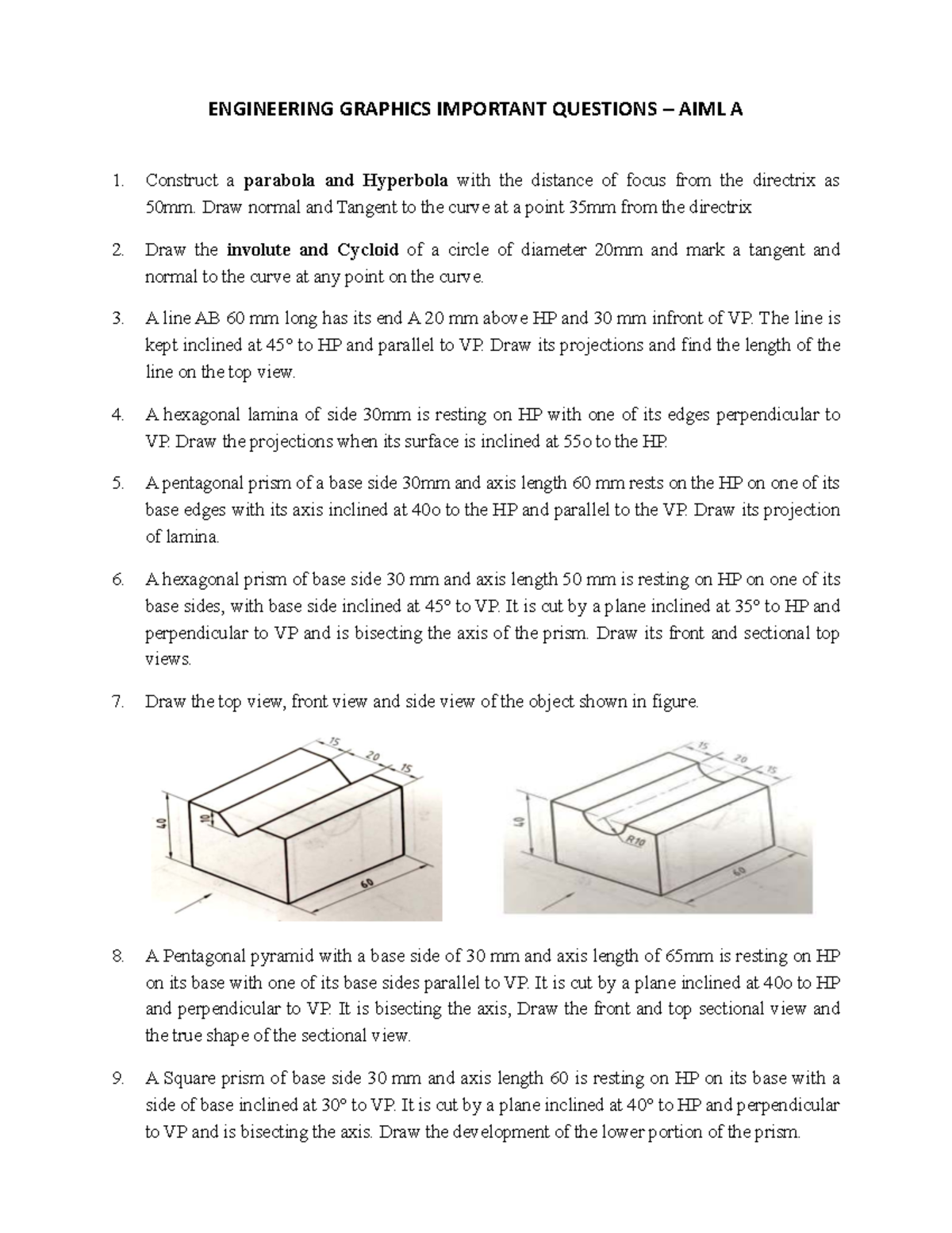 Engineering Graphics Important Questions - AIML A - Studocu