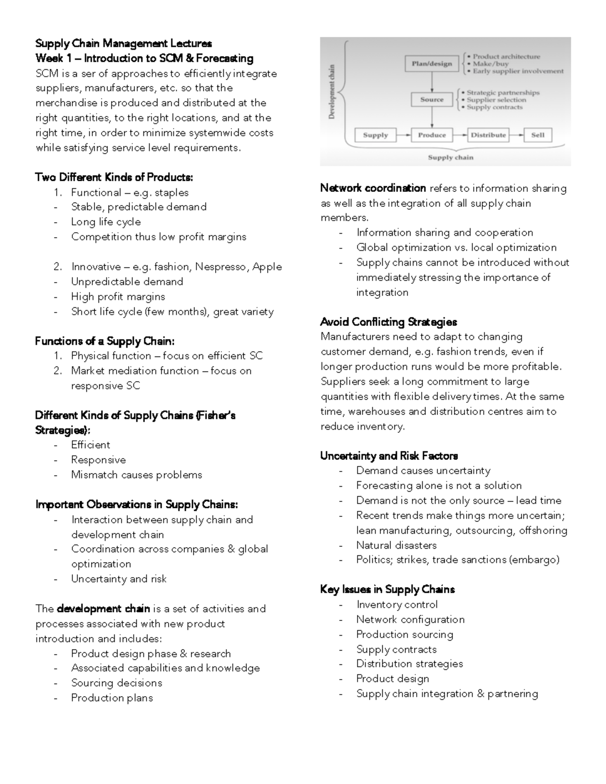 SCM 101: Summarized Lecture Notes on Supply Chain Management - Studeersnel