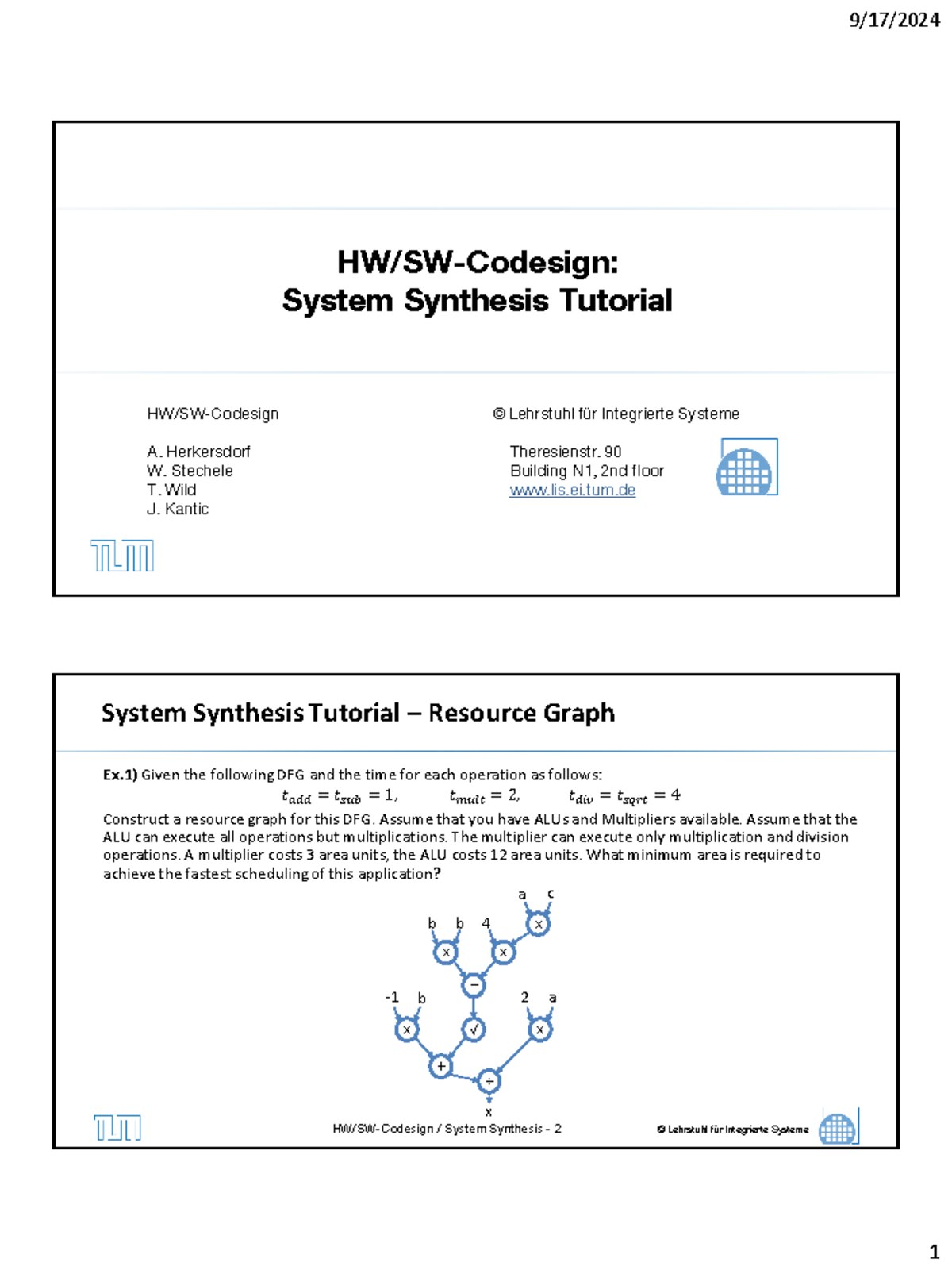 Tutorial 04: Synthesis Part 1 for HW/SW-Codesign Systems - Studocu