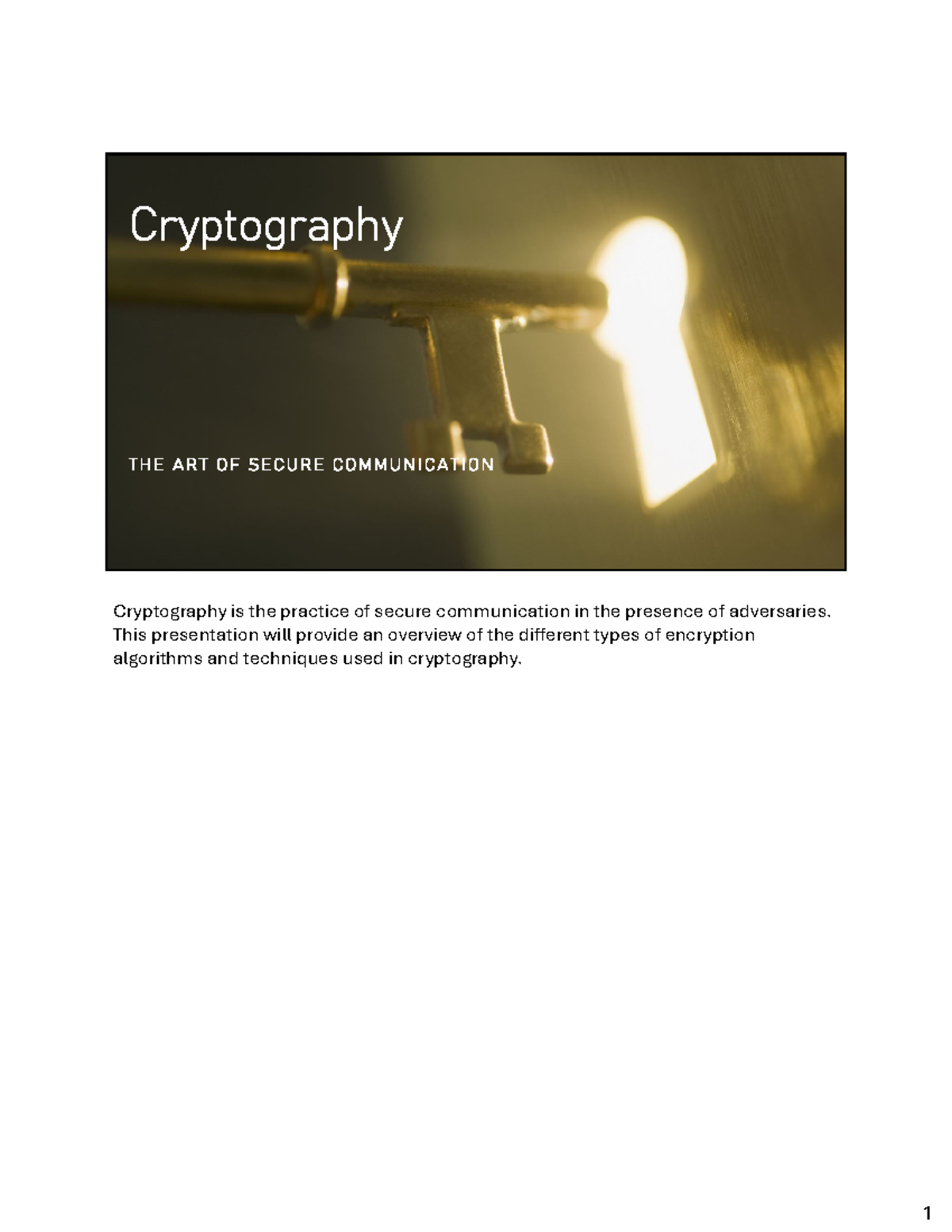 Cryptography Overview: Techniques, Algorithms, and Applications (CS101 ...