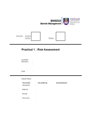 BIO462 Lab Report Experiment Dilution and Molarity - Biology - UiTM ...