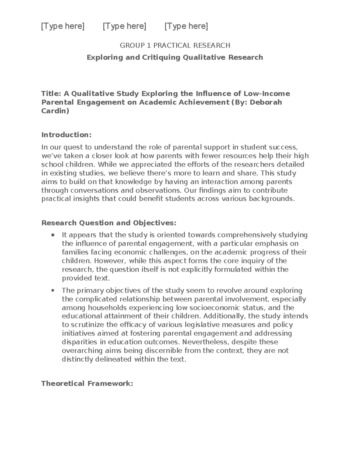 Group 1 Practical Research - [Type here] [Type here] [Type here] GROUP ...