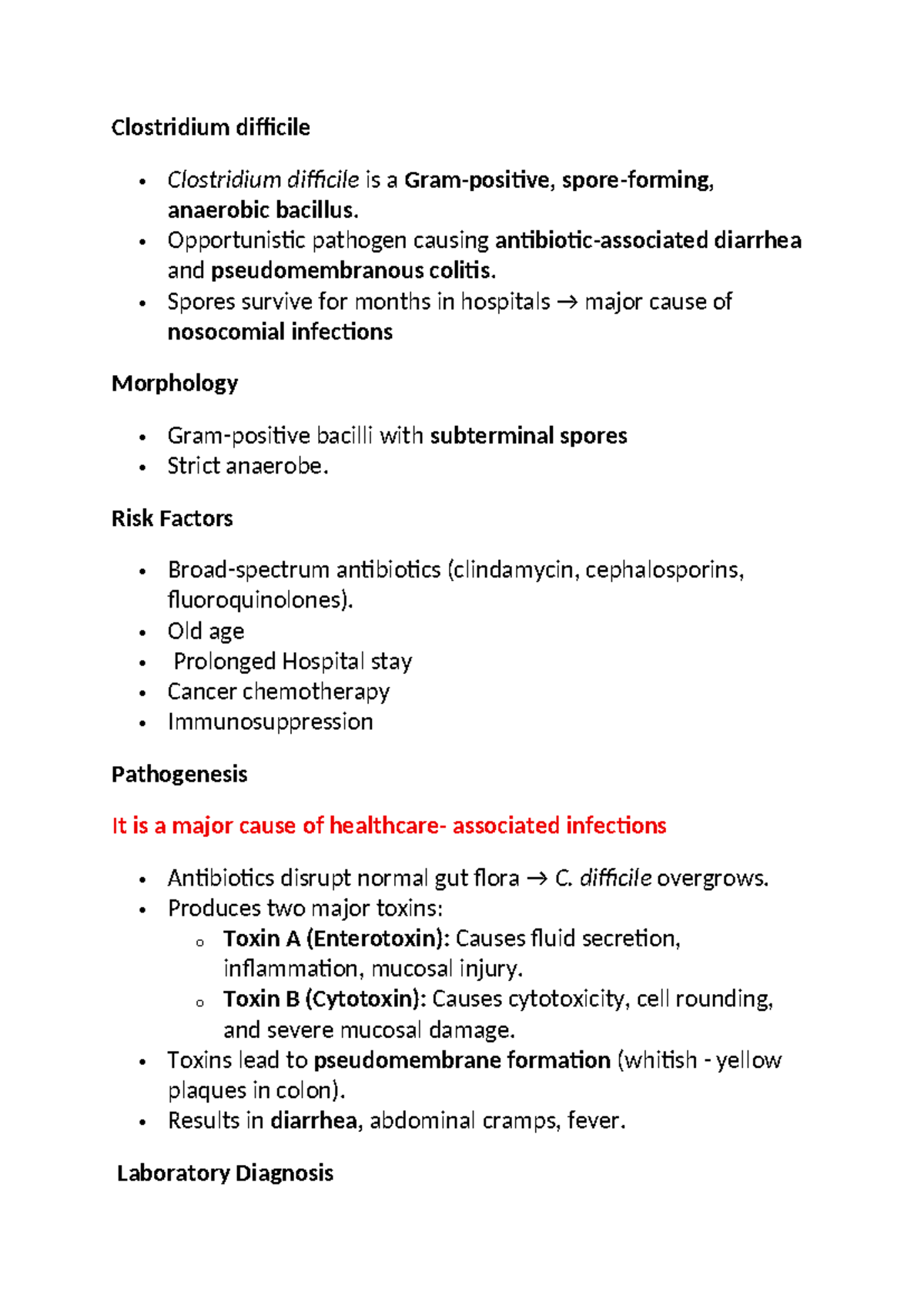Clostridium difficile: Pathogenesis, Risk Factors, and Diagnosis - Studocu