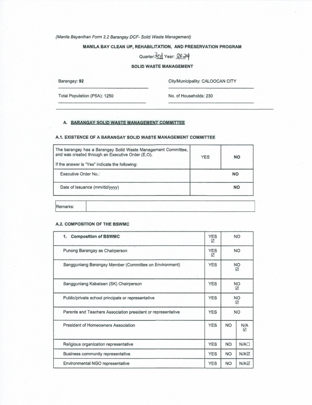 ECA 3rd Quarter Report: Barangay Solid Waste Management 2024 - Studocu