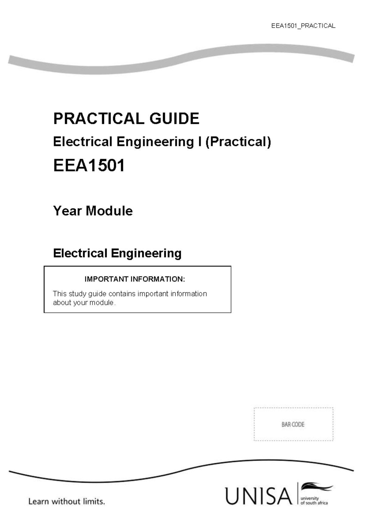 EEA1501 Practical Guide: Electrical Engineering I - Studocu
