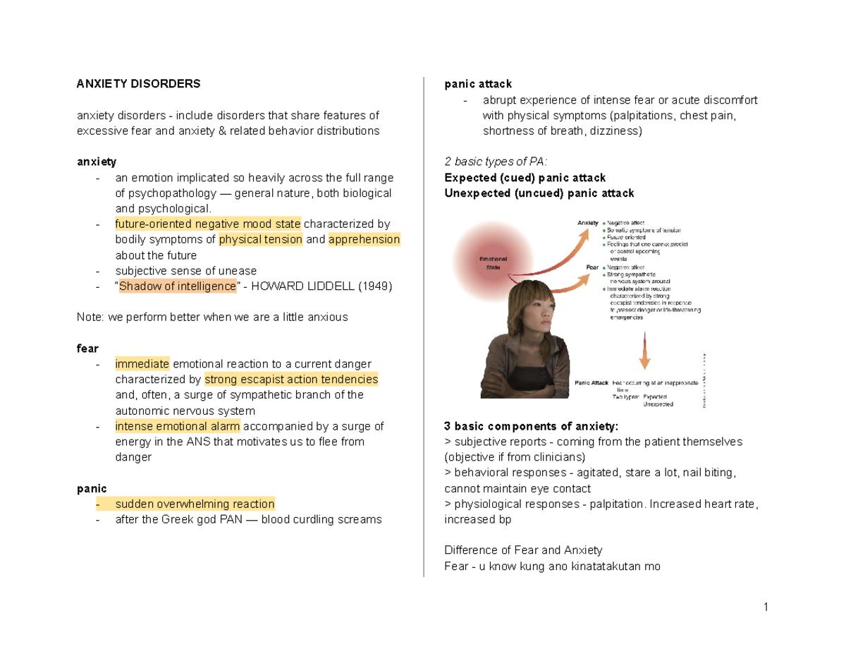 AB Psych Draft Trans - ANXIETY DISORDERS anxiety disorders - include ...