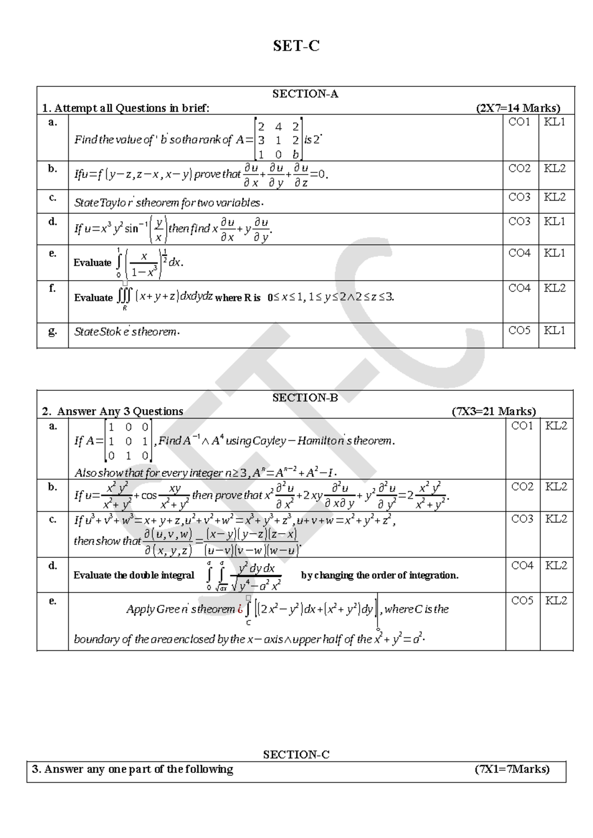 Model Set-C 24-25 - Help full test paper - SET-C SECTION-A Attempt all ...