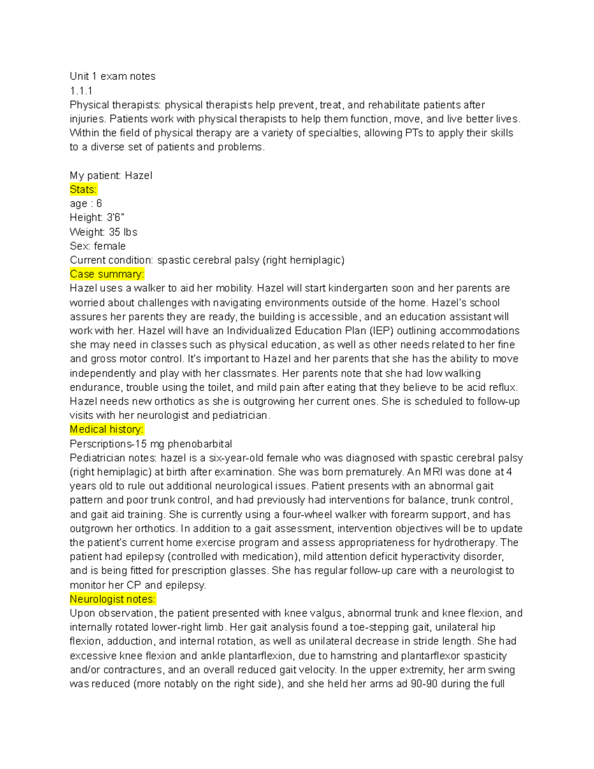 Unit 1 Exam Notes on Human Anatomy and Physiology - Unit 1 exam notes 1 ...