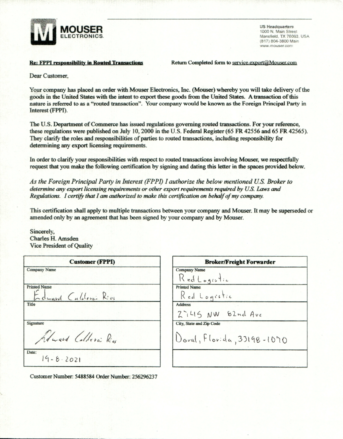 Mouser Form - FPPI Responsibility Certification Document - Studocu