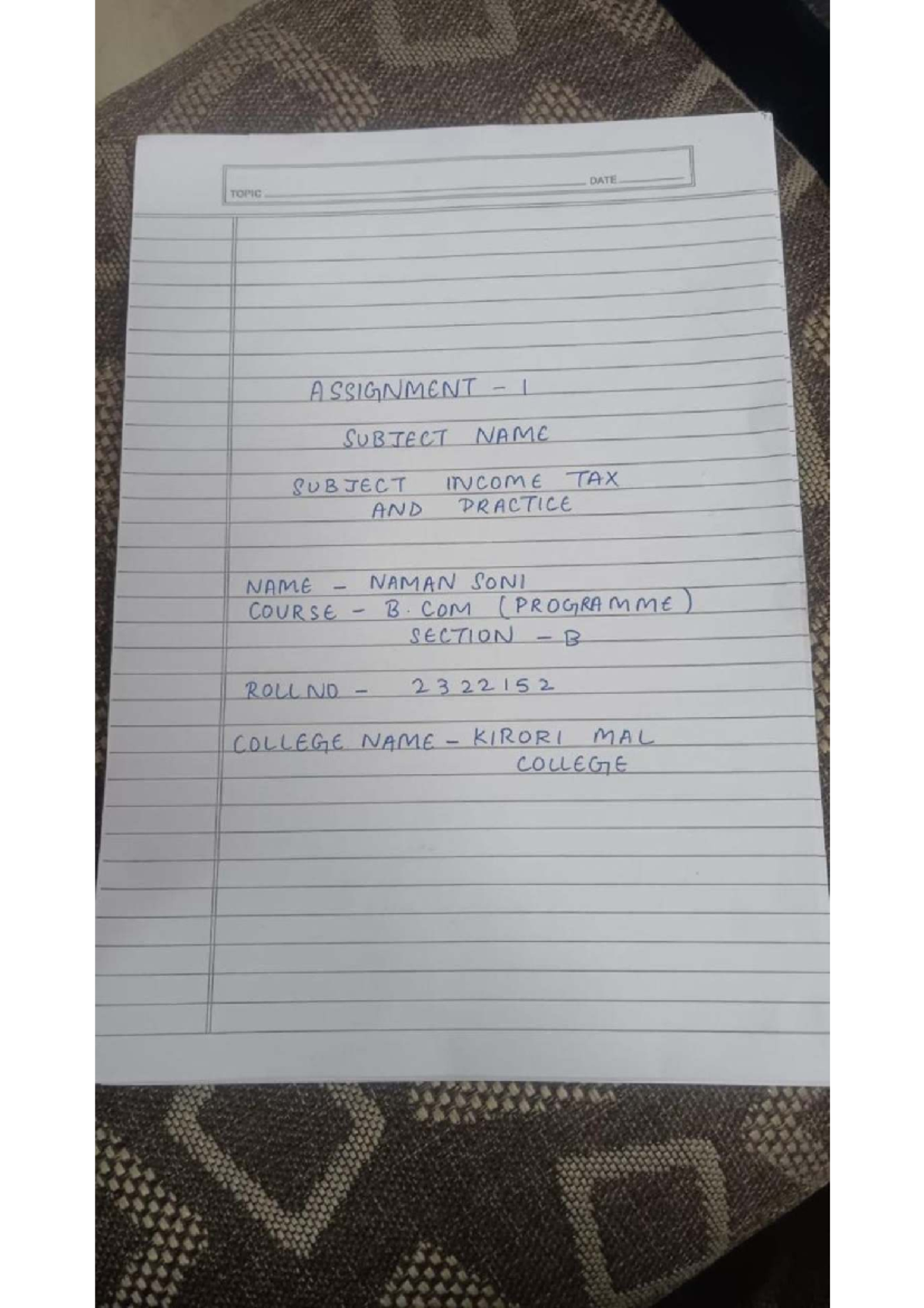 B. COM (PROGRAMME) Income Tax Assignment: Residential Status & Income ...