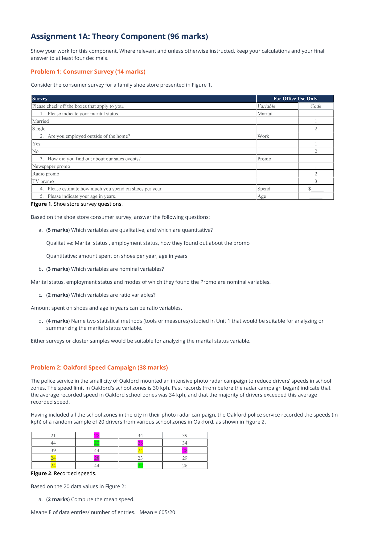 Assignment 1A: Theory Component Analysis and Survey Results - Studocu