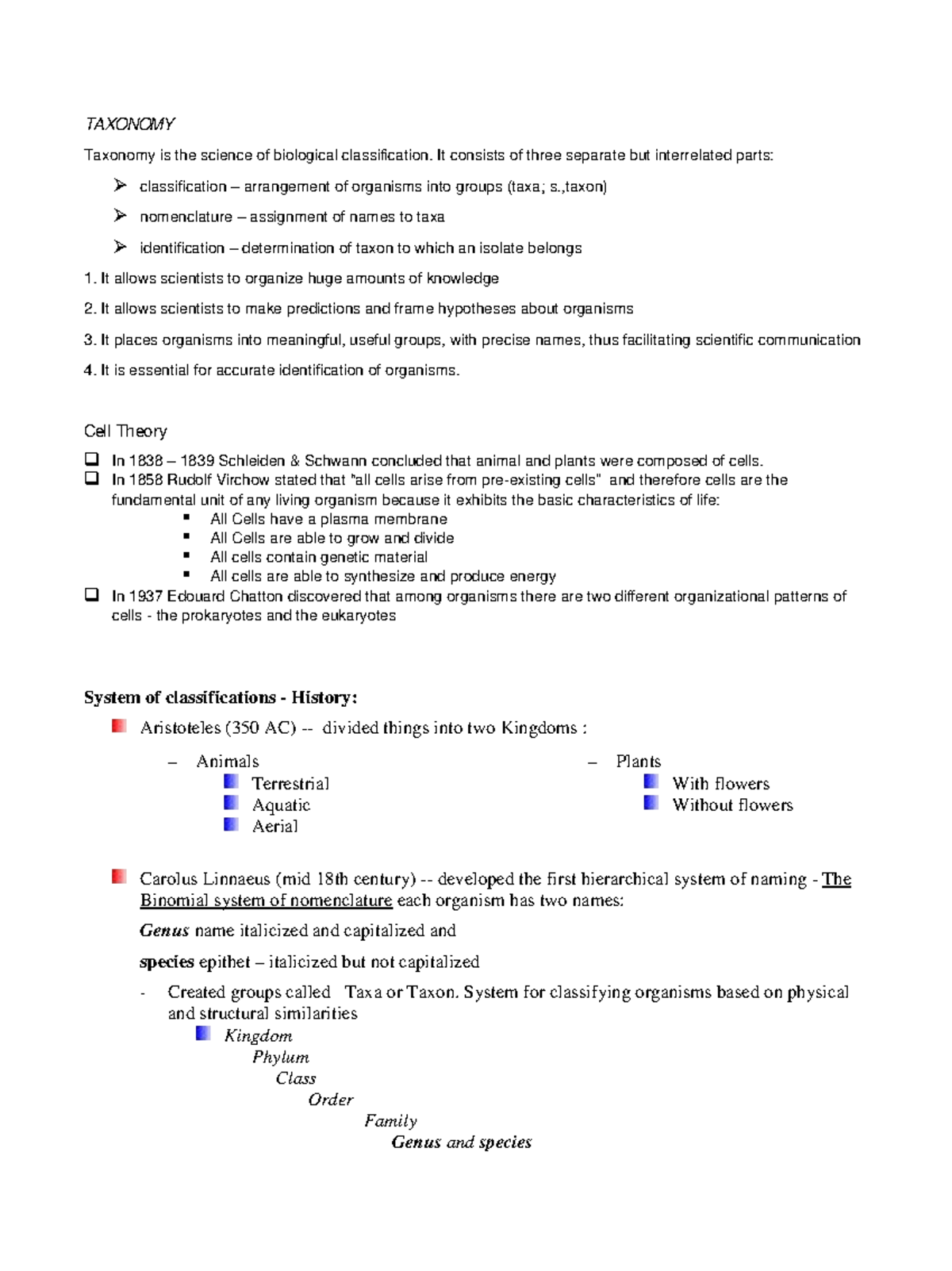 Taxonomy and Classification of Living Organisms: Principles and History ...