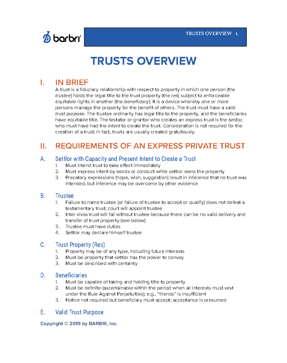Trusts Overview: Key Concepts and Essential Requirements Guide - Studocu