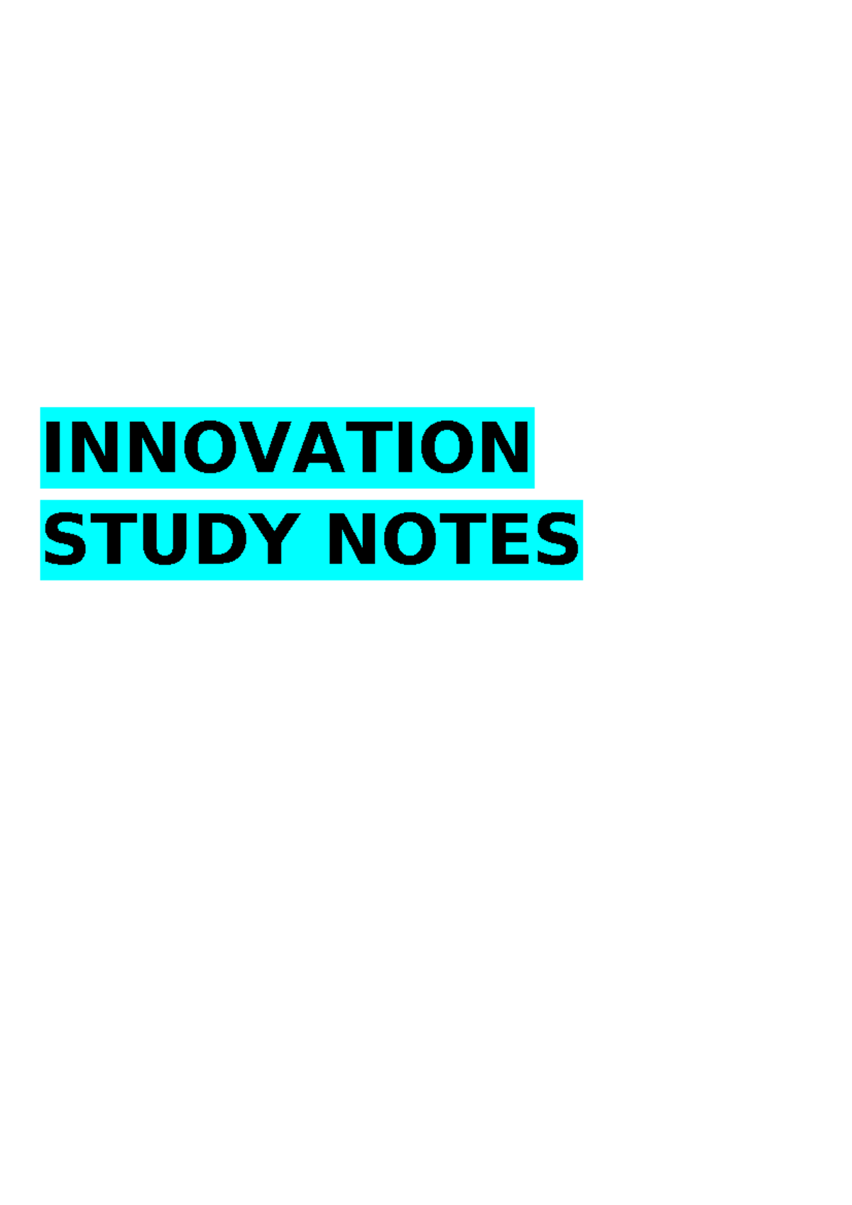 3. Innovation HSC notes - INNOVATION STUDY NOTES Workplace Innovation ...