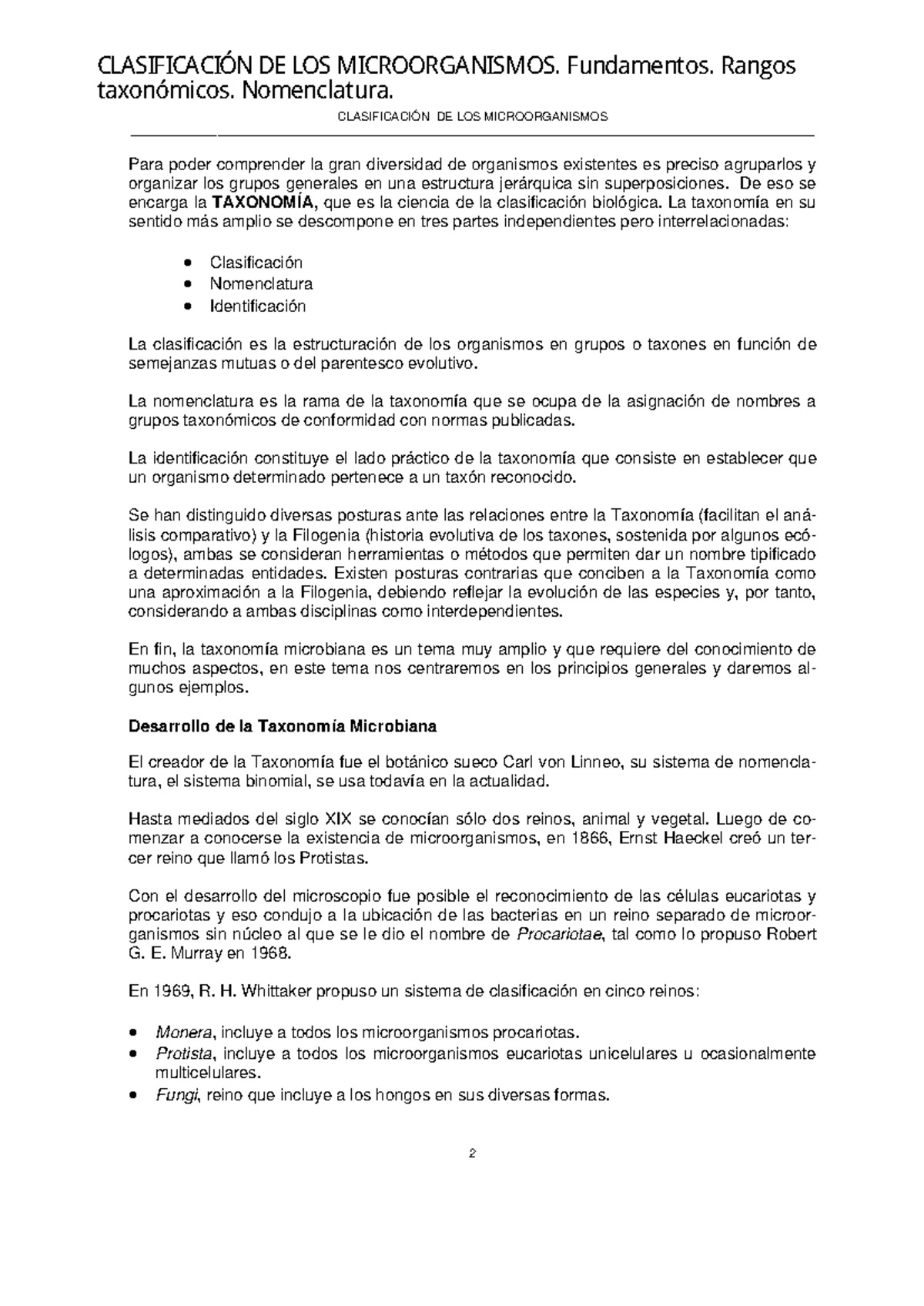 Taxonomía Microbiana: Fundamentos y Enfoques (5 - Clase) - Studocu