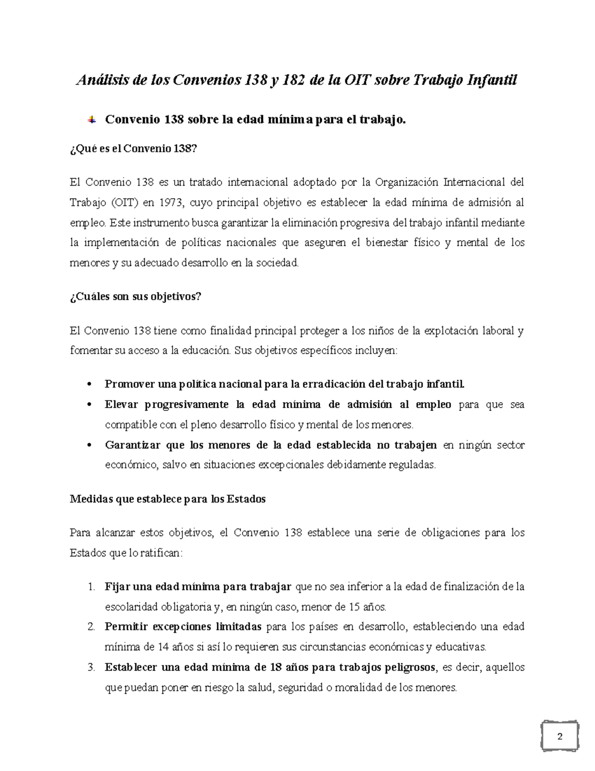 Análisis de los Convenios 138 y 182 de la OIT sobre Trabajo Infantil ...