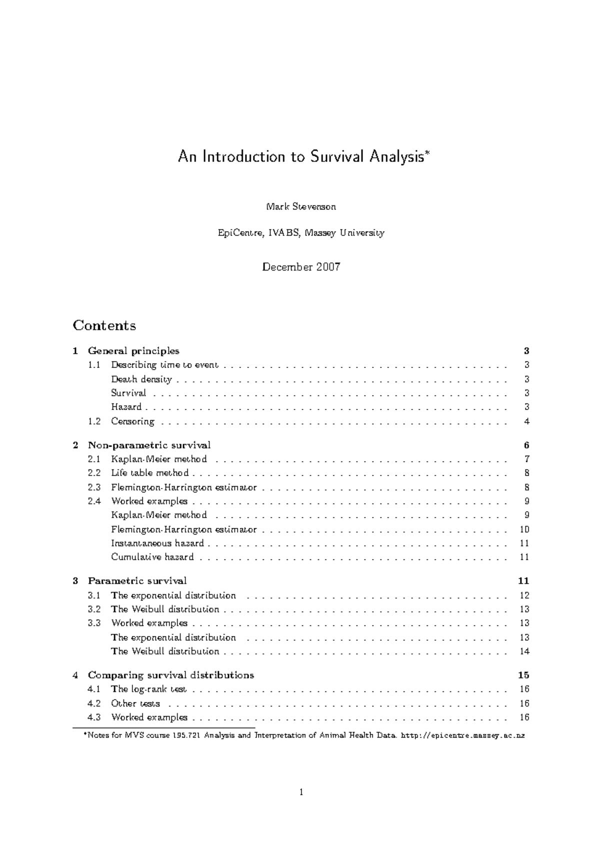 Survival Analysis Overview for EPI 101: Key Concepts and Methods - Studocu