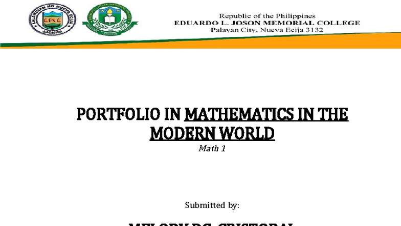 Math 1 Portfolio: Exploring Mathematics in the Modern World - Studocu