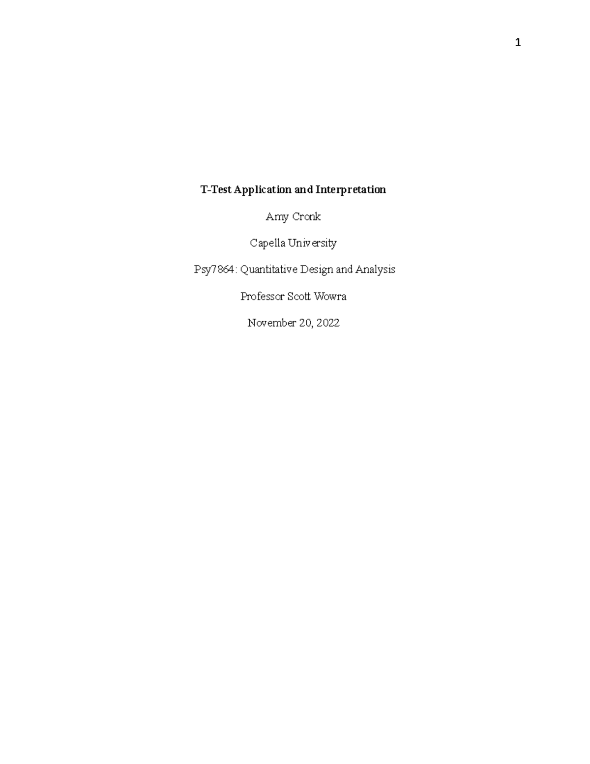 Psy7864: T-Test Application and Interpretation for Data Analysis - Studocu