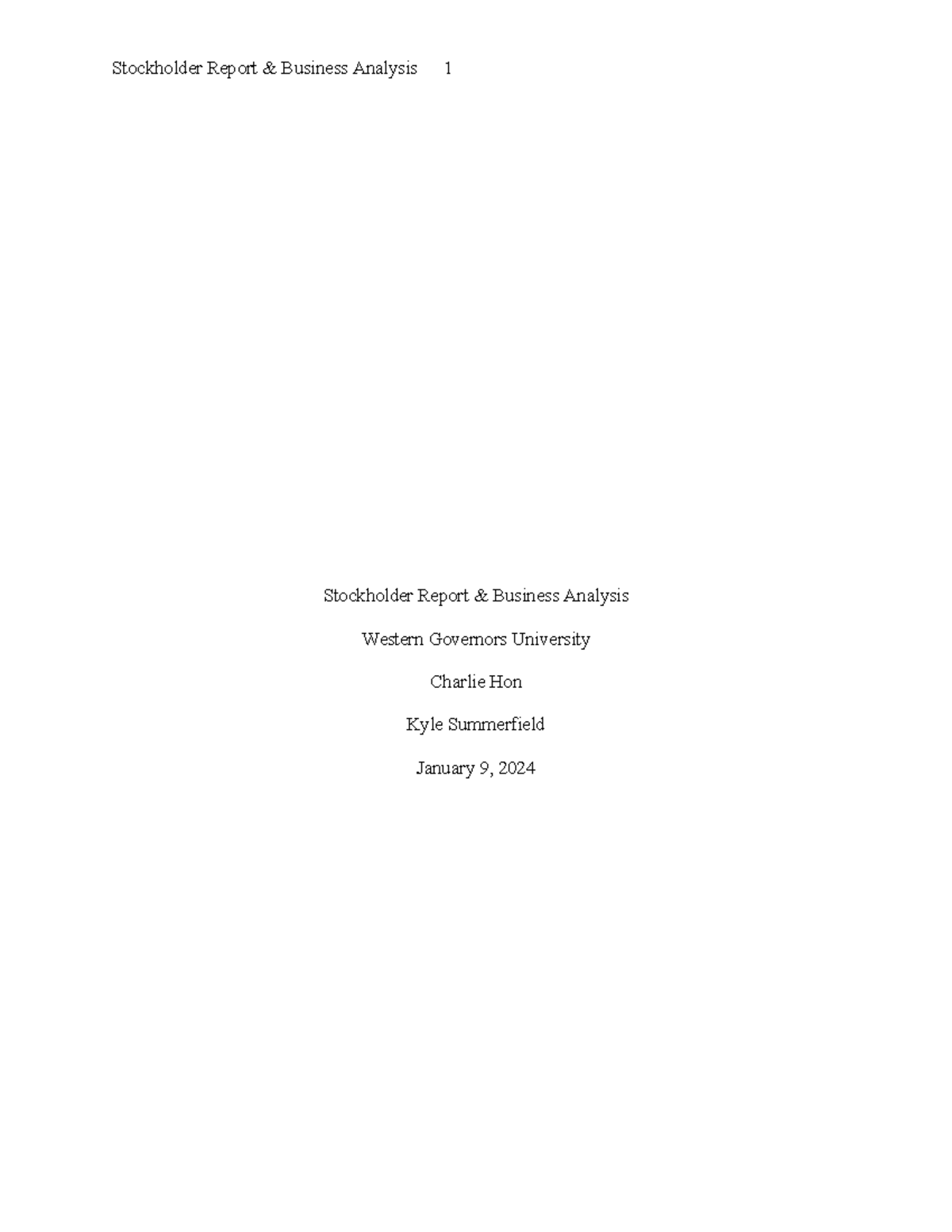 C216 TASK 2 - Stockholder Report & Business Analysis for More 4 Less ...