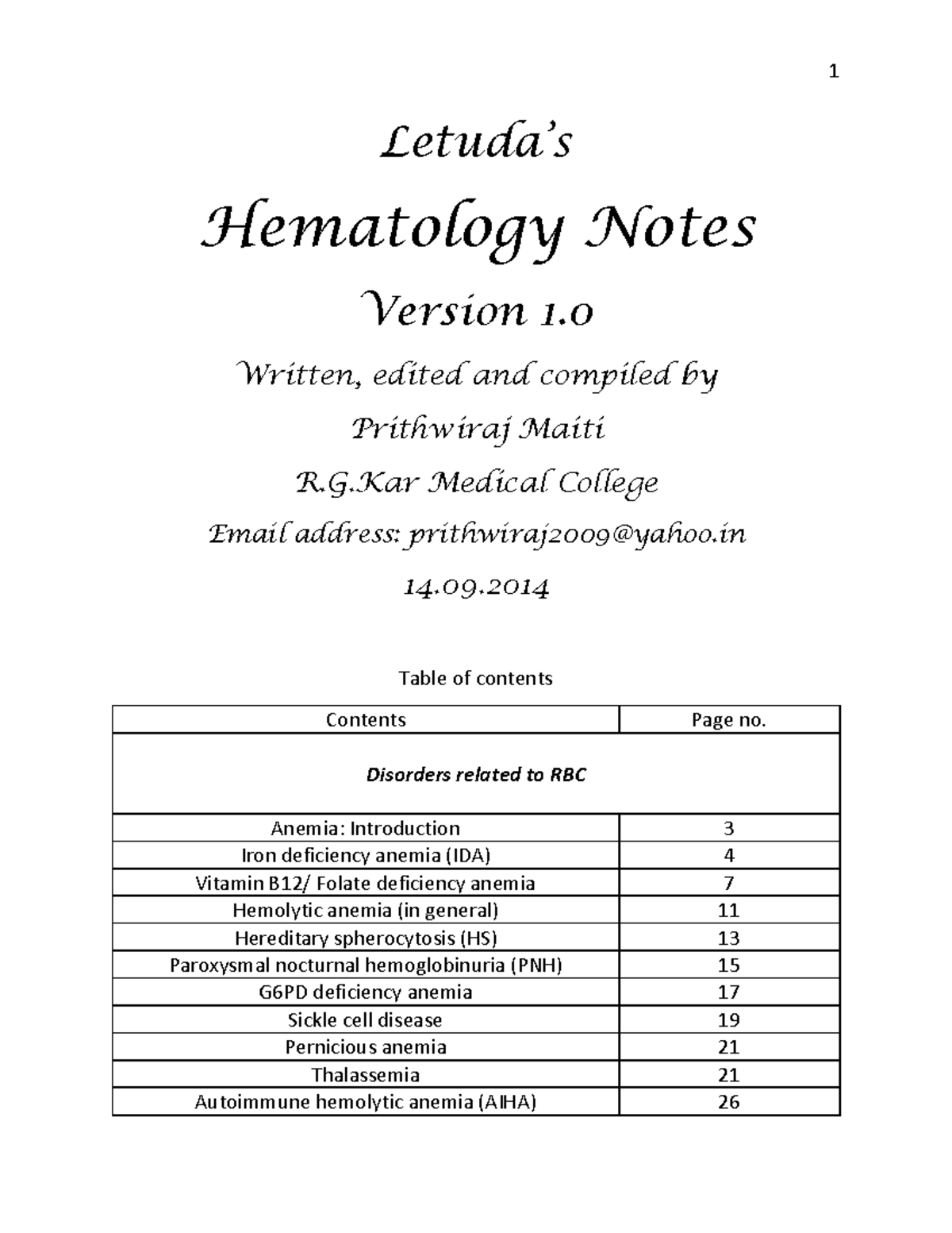 Hematology Notes (Version 1.0) - Comprehensive Study Guide - Studocu
