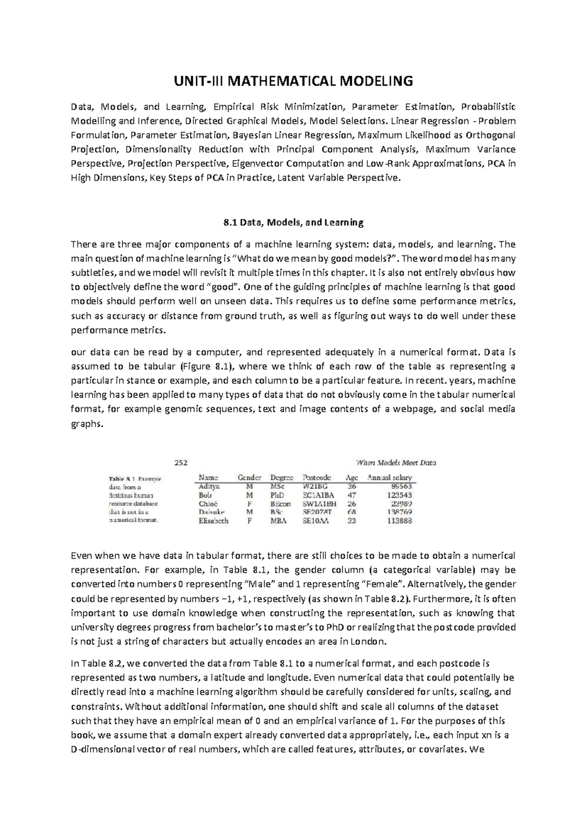 MATHEMATICAL MODELING: Data, Learning, and Probabilistic Inference ...