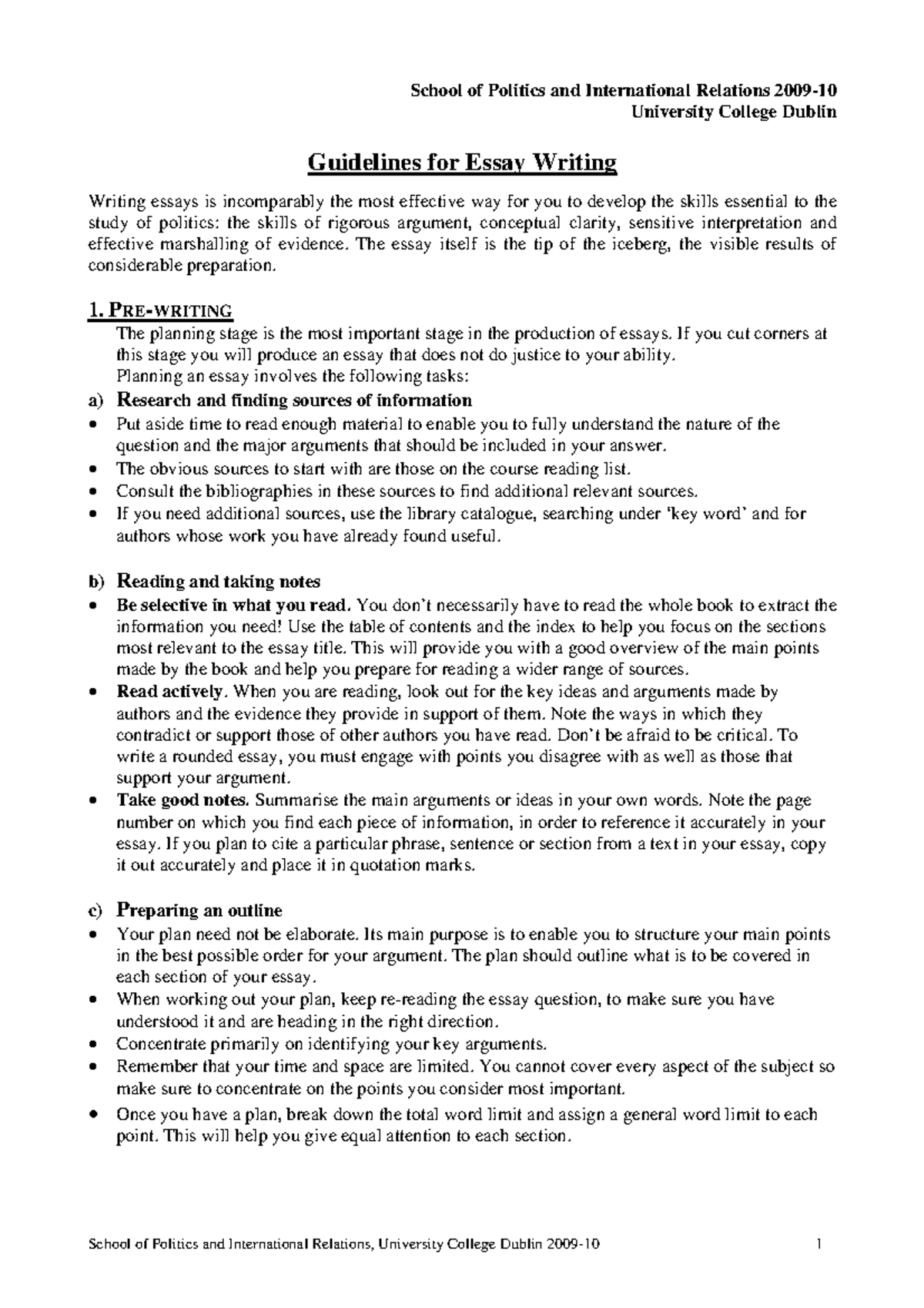 UCD POL 101: Comprehensive Guidelines for Essay Writing - Studocu