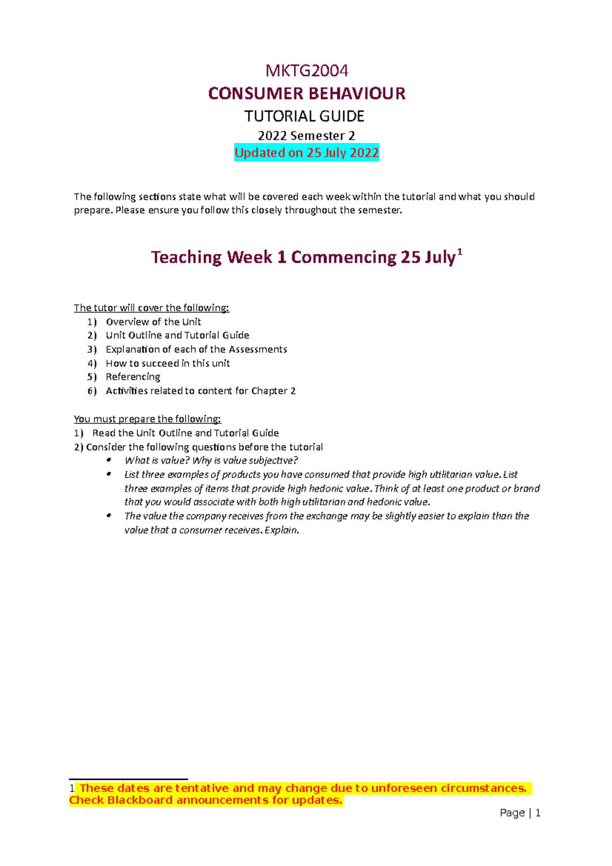 MKTG2004 Tutorial Guide Sem 2 2022 (250722)(1) - MKTG CONSUMER ...