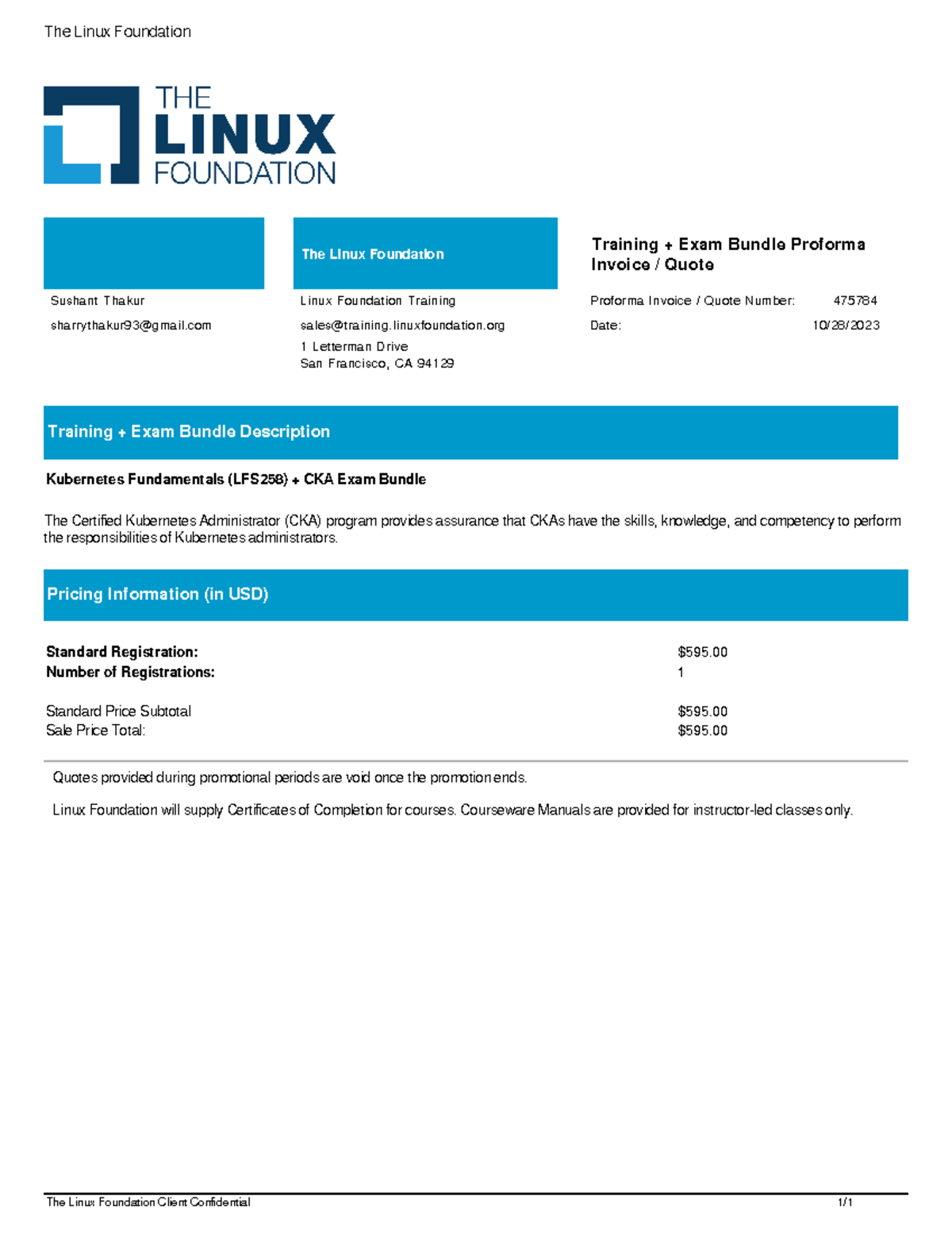 CKA Exam Bundle Invoice for Kubernetes Fundamentals (LFS258) - Studocu