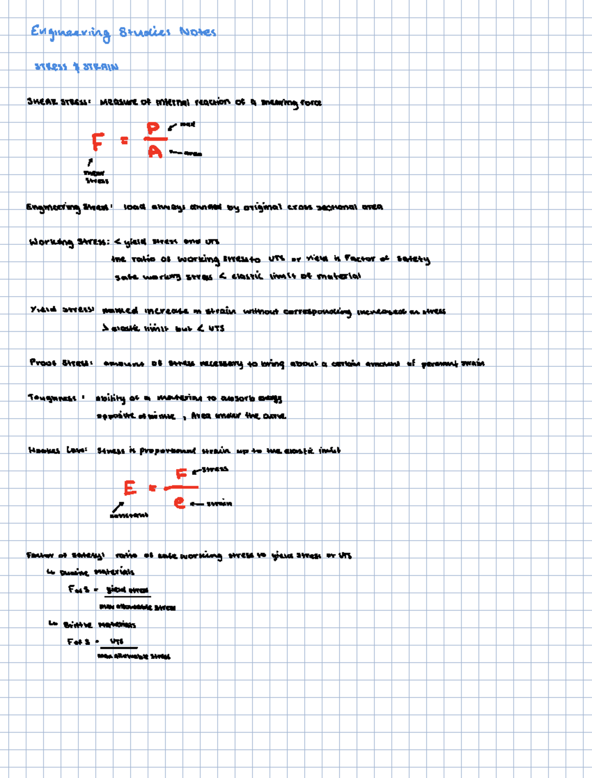 Engineering Studies Notes: Stress, Strain, and Crack Theory - Studocu