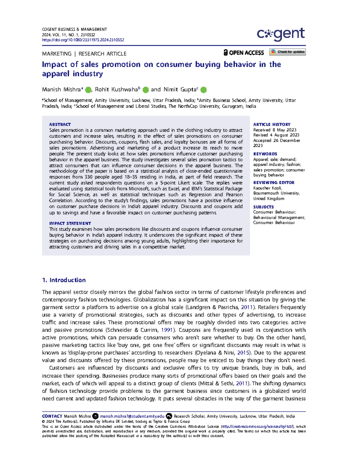 The Impact of Sales Promotion on Consumer Buying Behavior in Pakistan ...