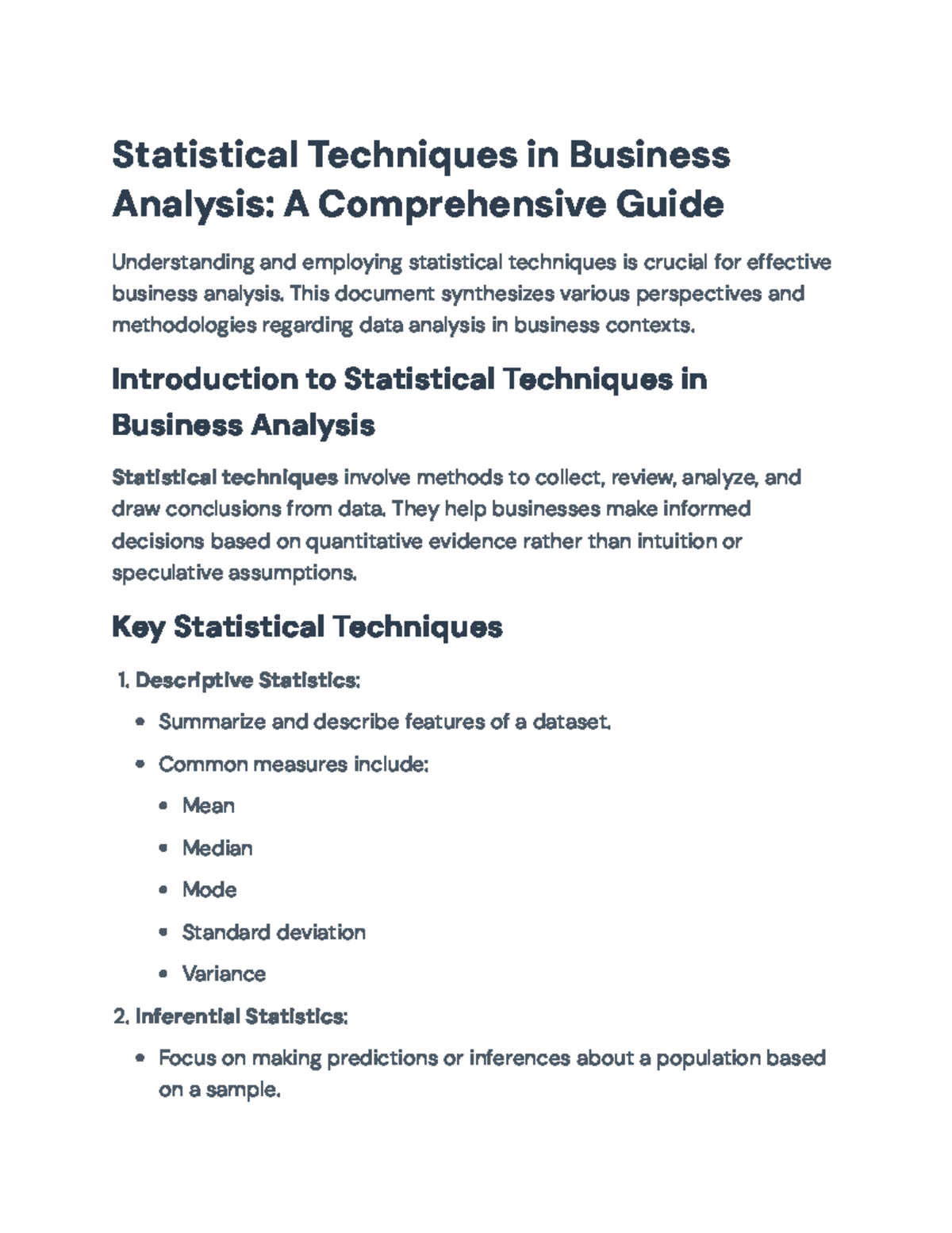 Statistical Techniques in Business Analysis: A Comprehensive Guide ...