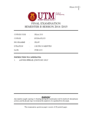 Exam January 2015, questions - SKAA 2513 SAB 2513 1 FINAL EXAMINATION ...