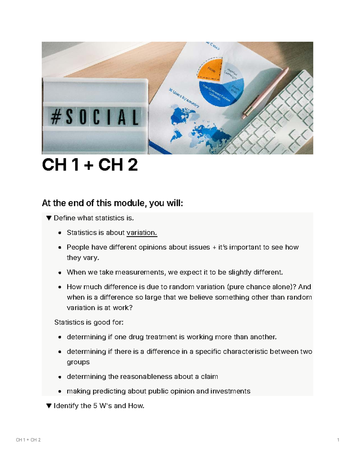CH 1 CH 2 Statistical Methods: Understanding Data Variation and ...