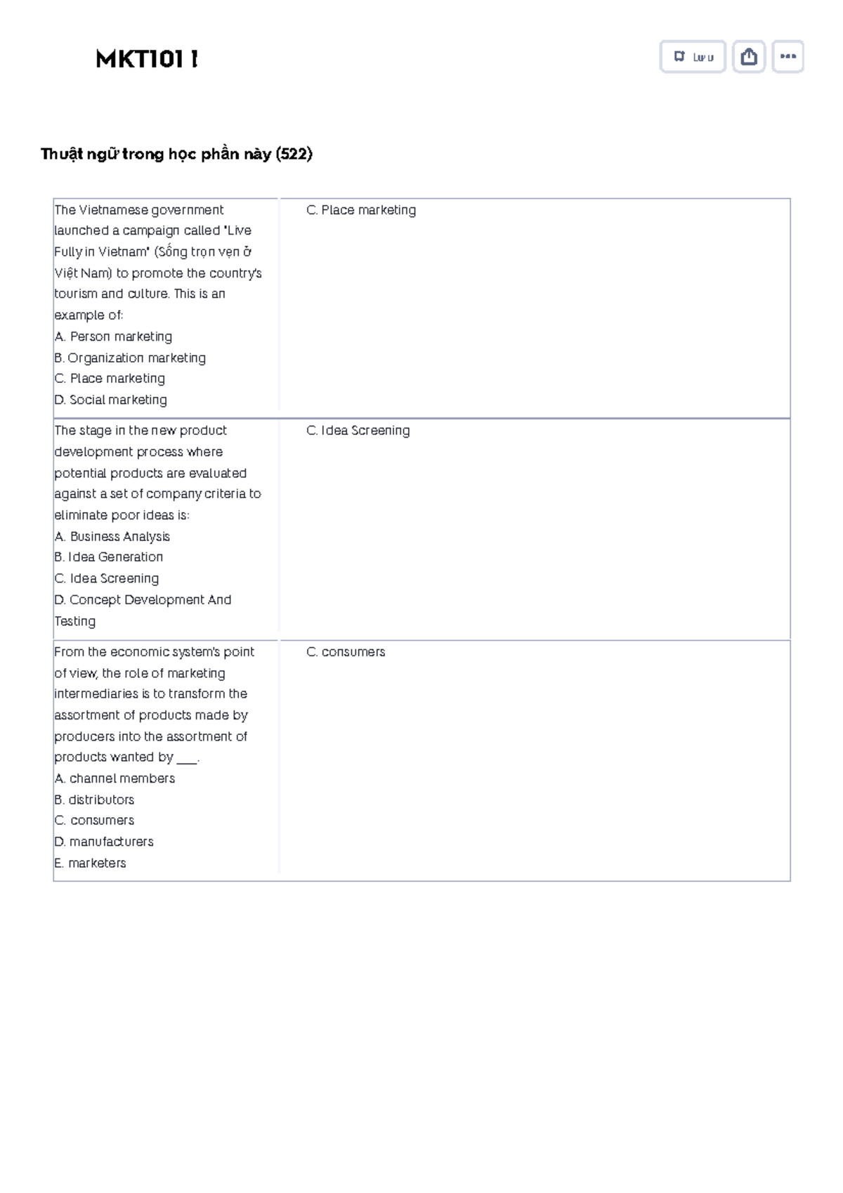 MKT101 - Marketing Concepts and Terminology Notes (522) - Studocu