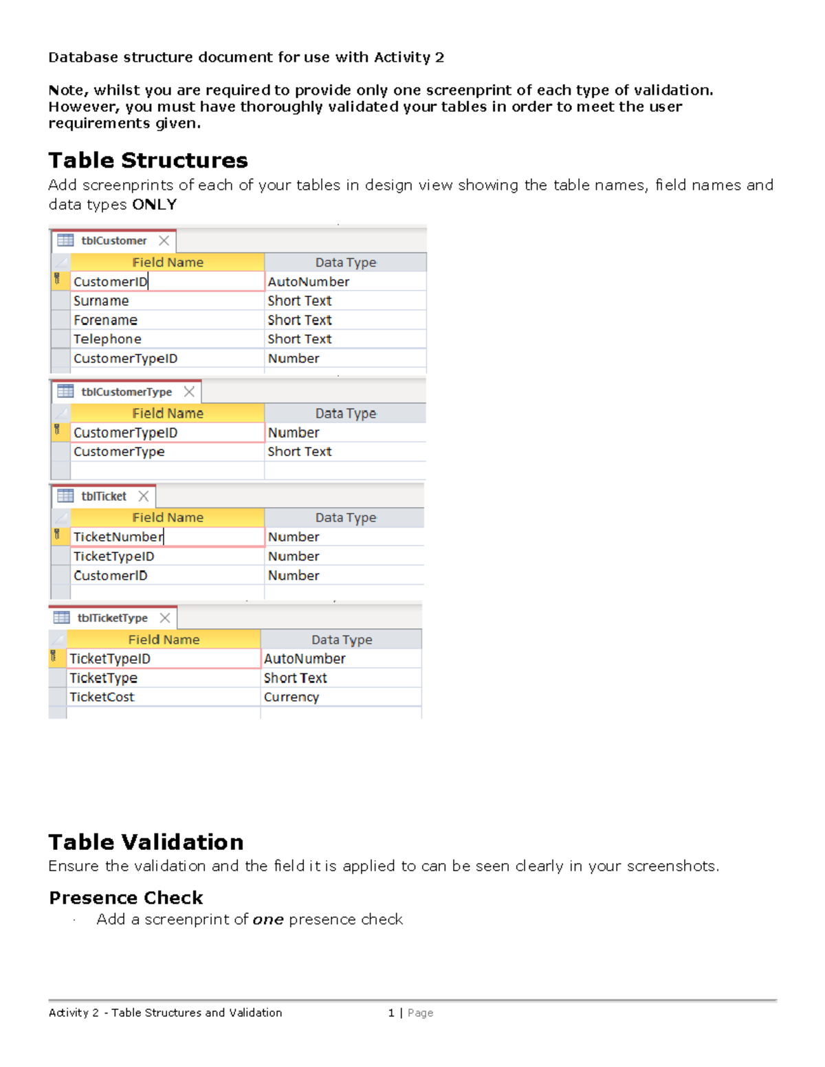 Activity 2: Database Structure & Validation Screenshots Guide - Studocu