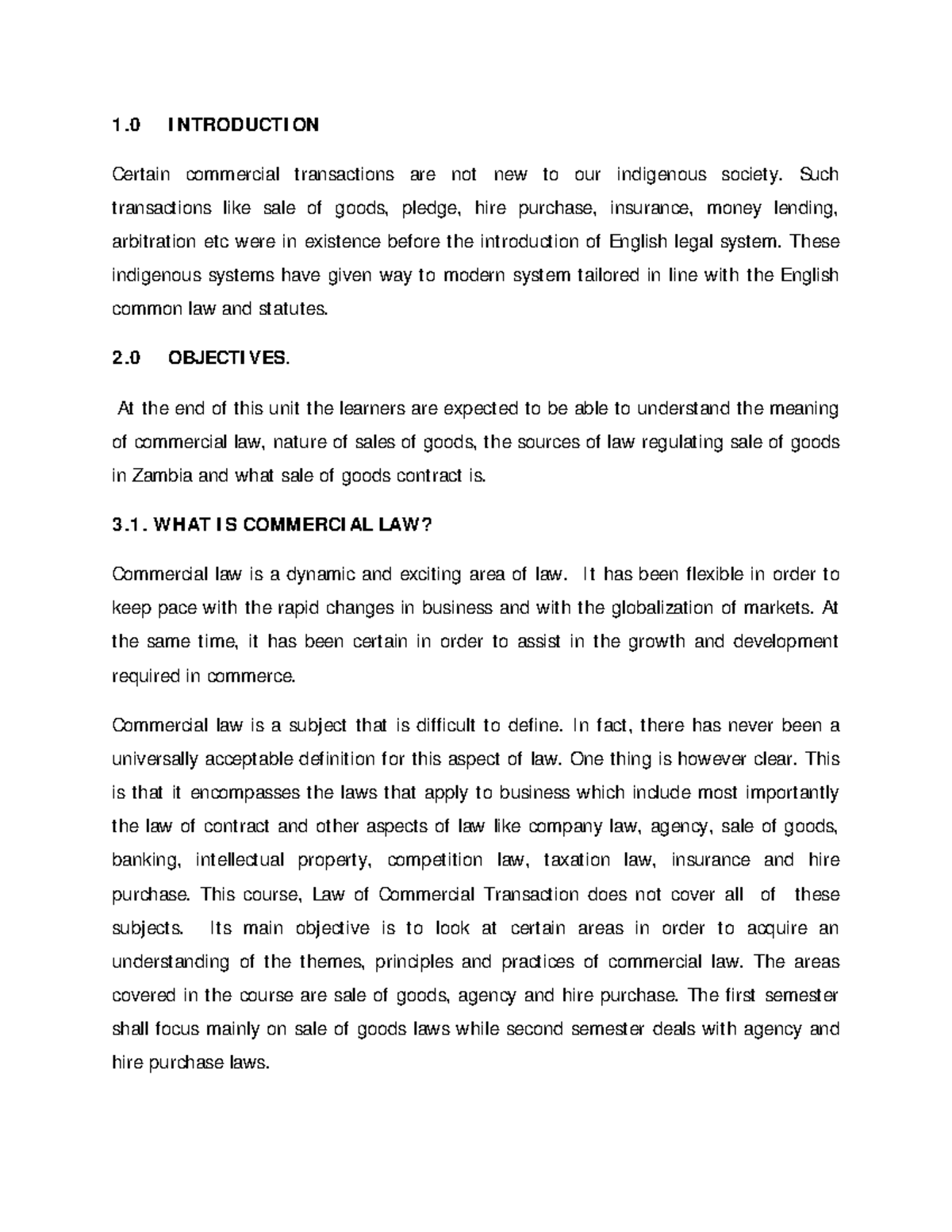 LLB 202 Final Exam Study Notes on Commercial Law and Sale of Goods ...