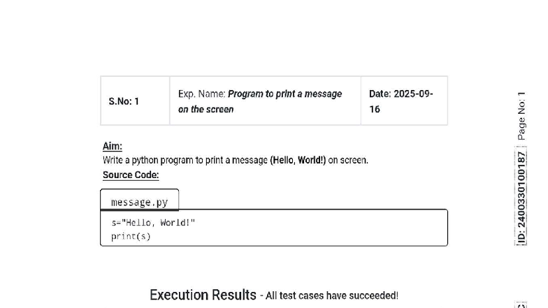 Python Programming Lab Record (2400330100187) - Experiments & Results ...